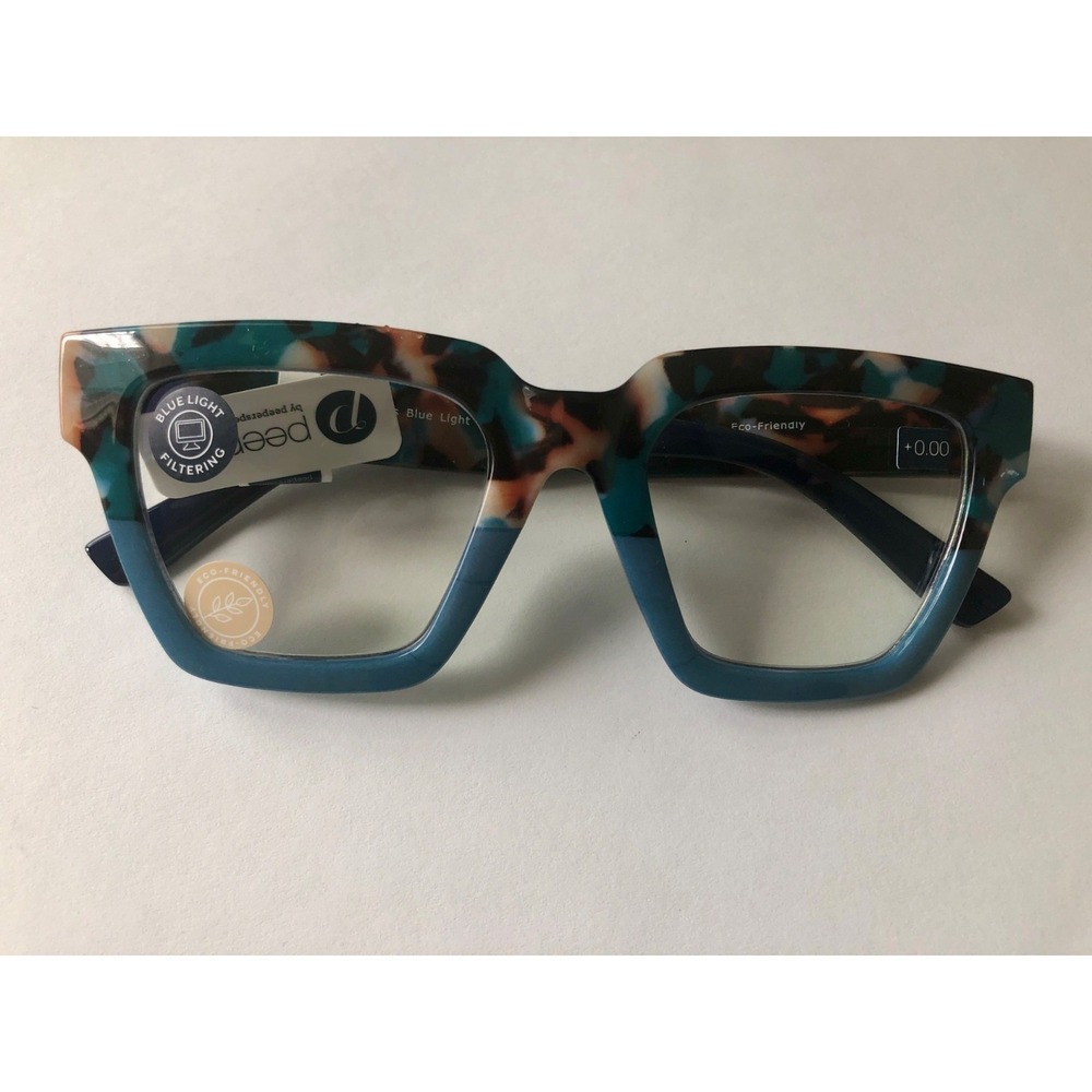 NEW Take a Bow Teal Botanica Peepers BLUE LIGHT‎ FILTERING GLASSES +0.00